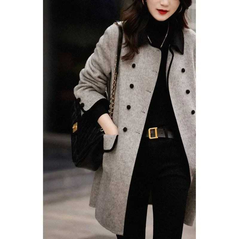 Blends Coat Autumn Women Fall Winter