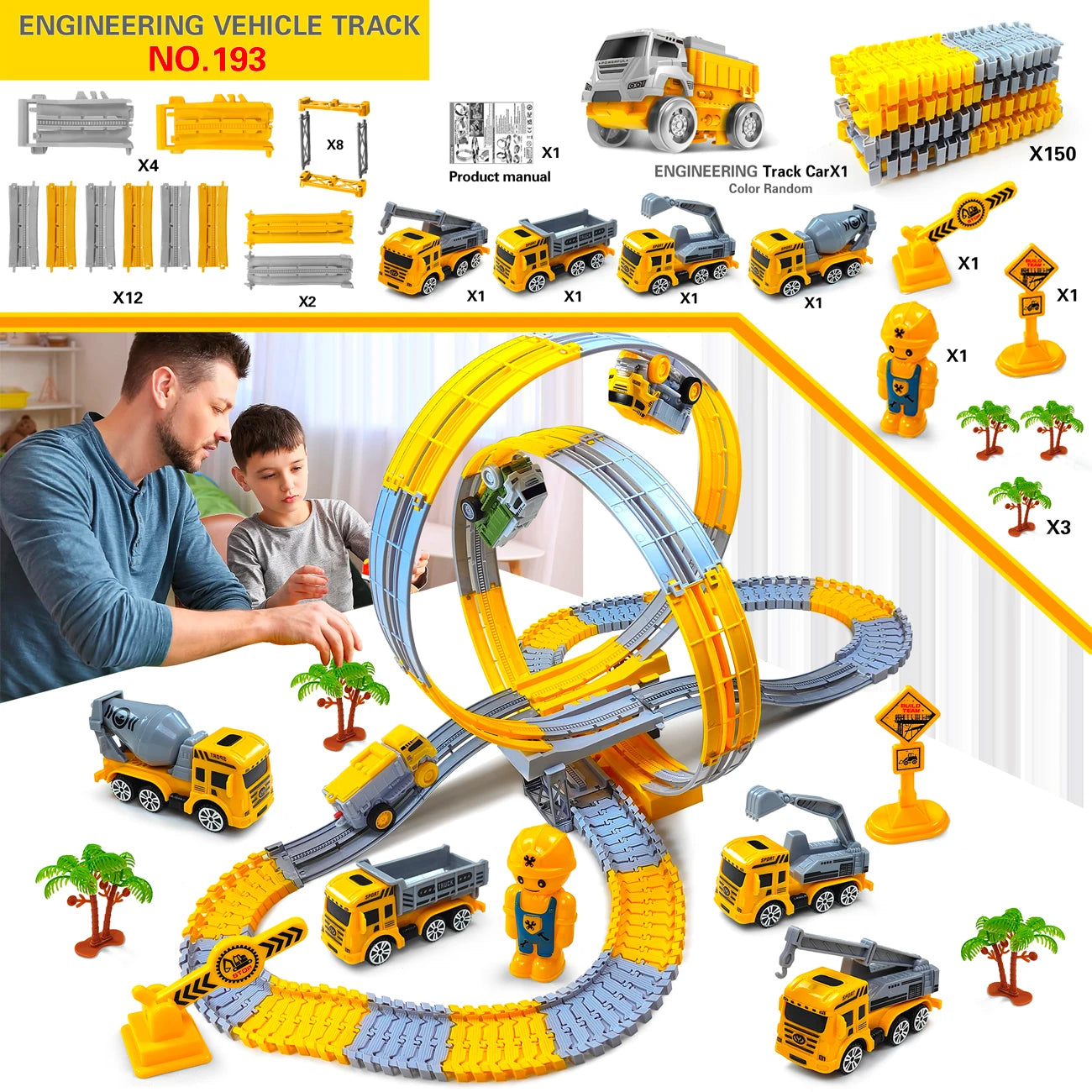 Space Track Toys Magic Climbing electric Engineering Race Car Toy