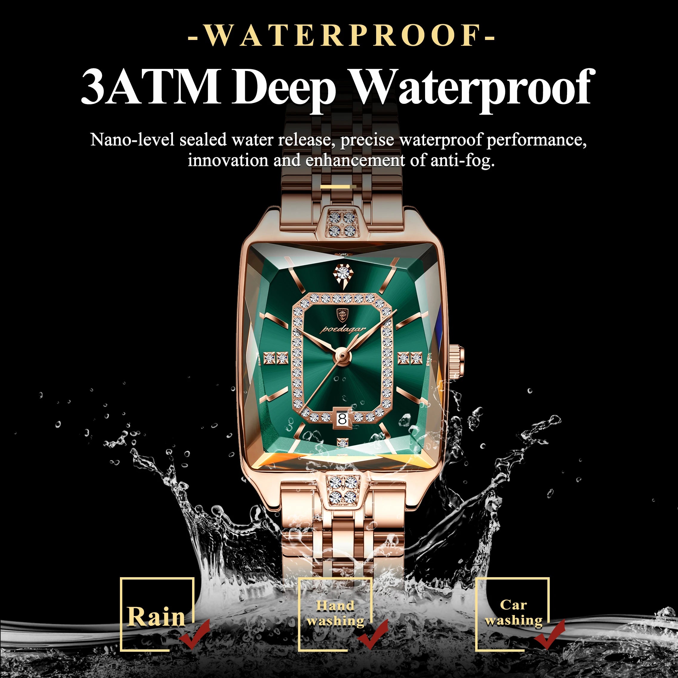 High Quality Ladies  Waterproof  Watch Stainless Steel Quartz Women's Watches Elegant+Box