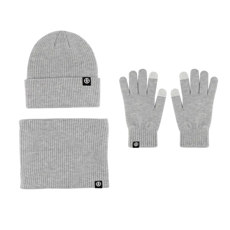 3pcs Winter Beanie Hat Gloves Snood Scarf