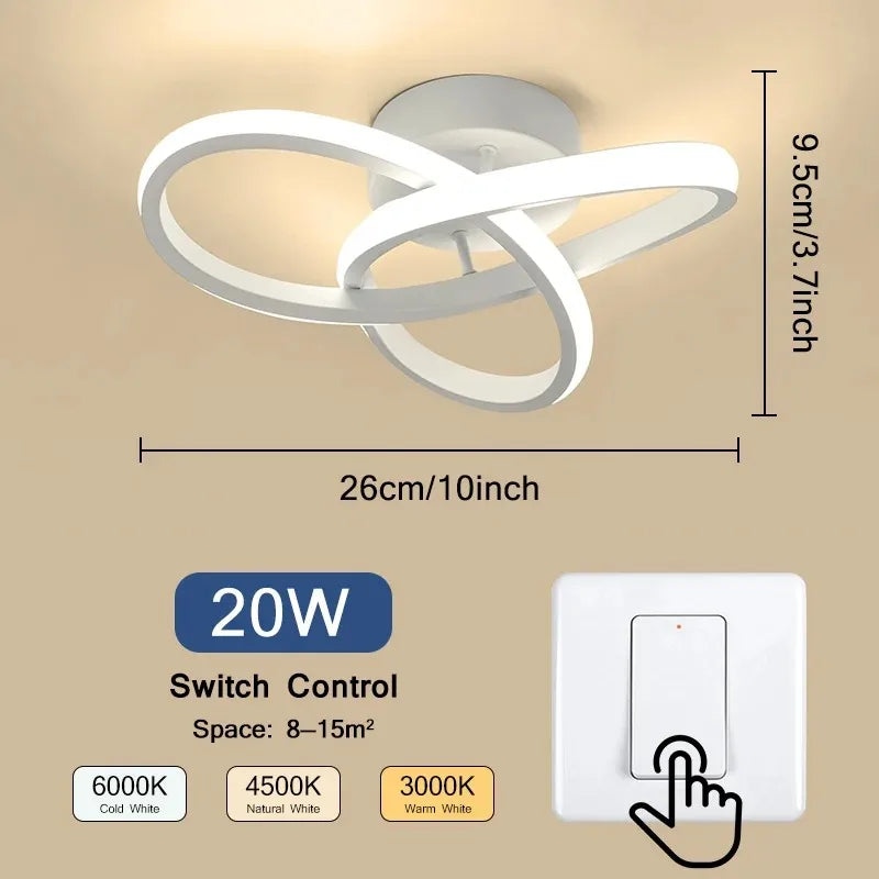 LED Ceiling Light, 6500K White Light Spiral