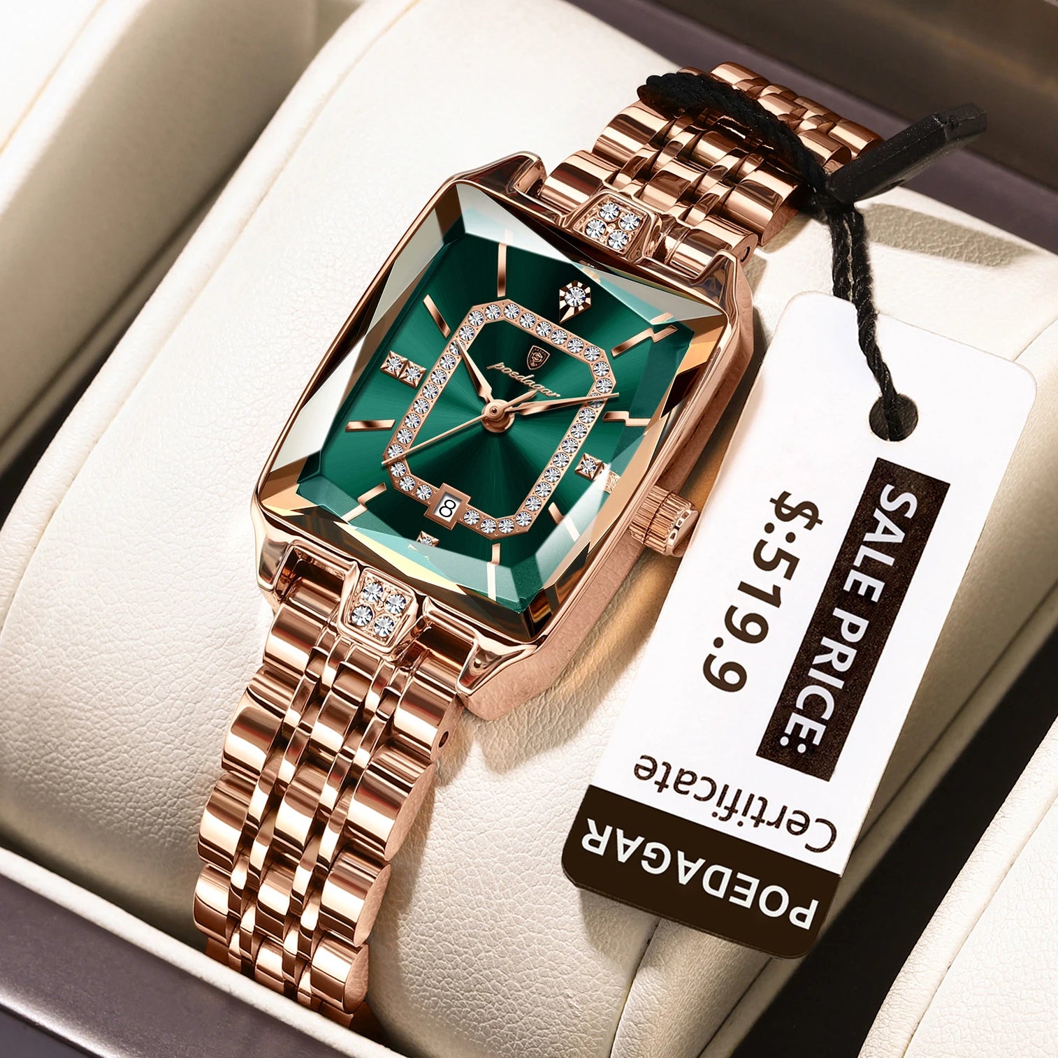 High Quality Ladies  Waterproof  Watch Stainless Steel Quartz Women's Watches Elegant+Box