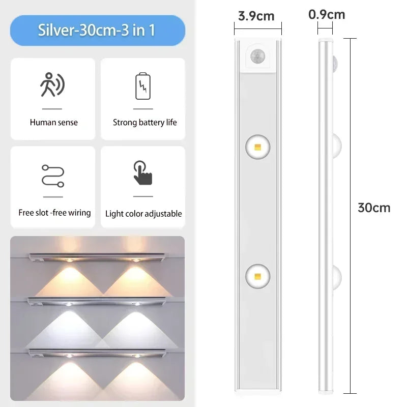 3 in 1 Under Cabinet Lights Wireless Lamp with Motion Sensor