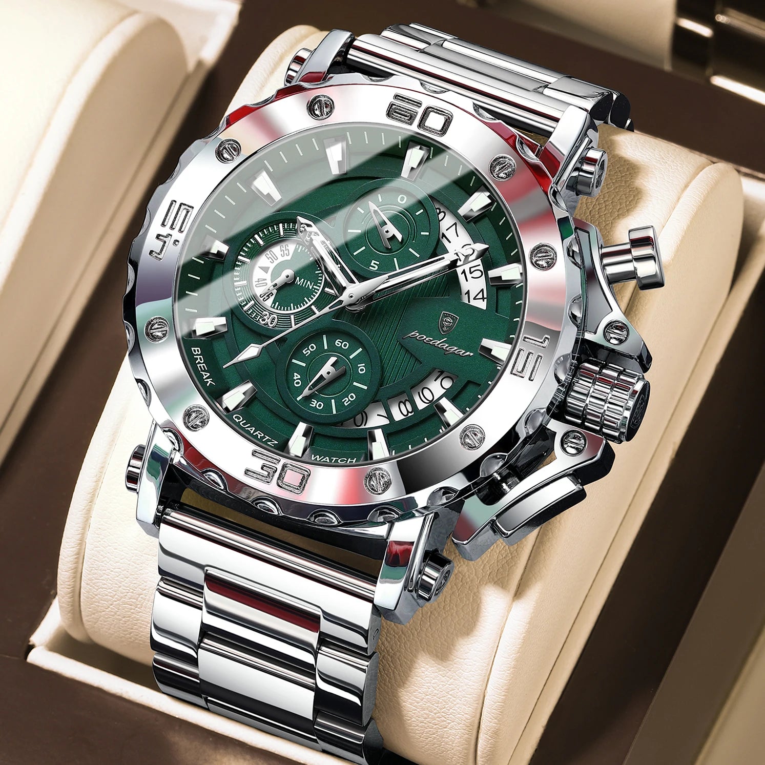 High Quality Luxury Watch For Men Calendar  Man Clock Stainless Steel Men's Quartz Watches