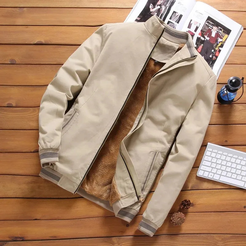 New Men's Fashion Aviator Jacket Fleece Thickened Warm Baseball Jacket