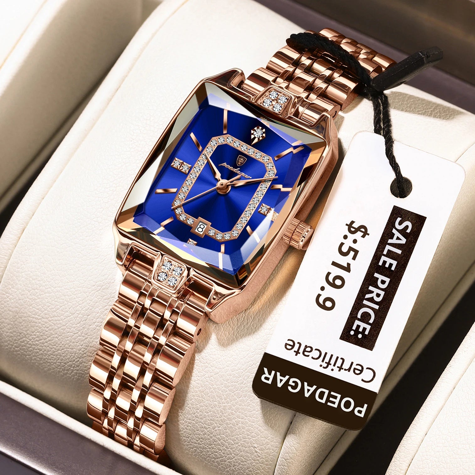 High Quality Ladies  Waterproof  Watch Stainless Steel Quartz Women's Watches Elegant+Box
