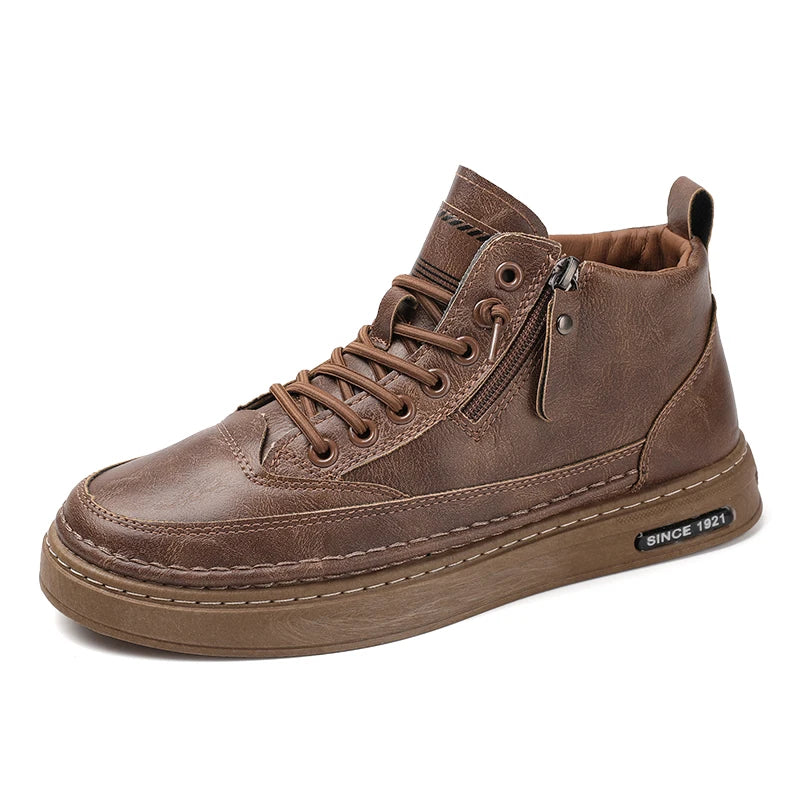 Men's boots four seasonal outdoor workwear boots male casual boots fashion soft sole comfortable leather sports boots men's shoe