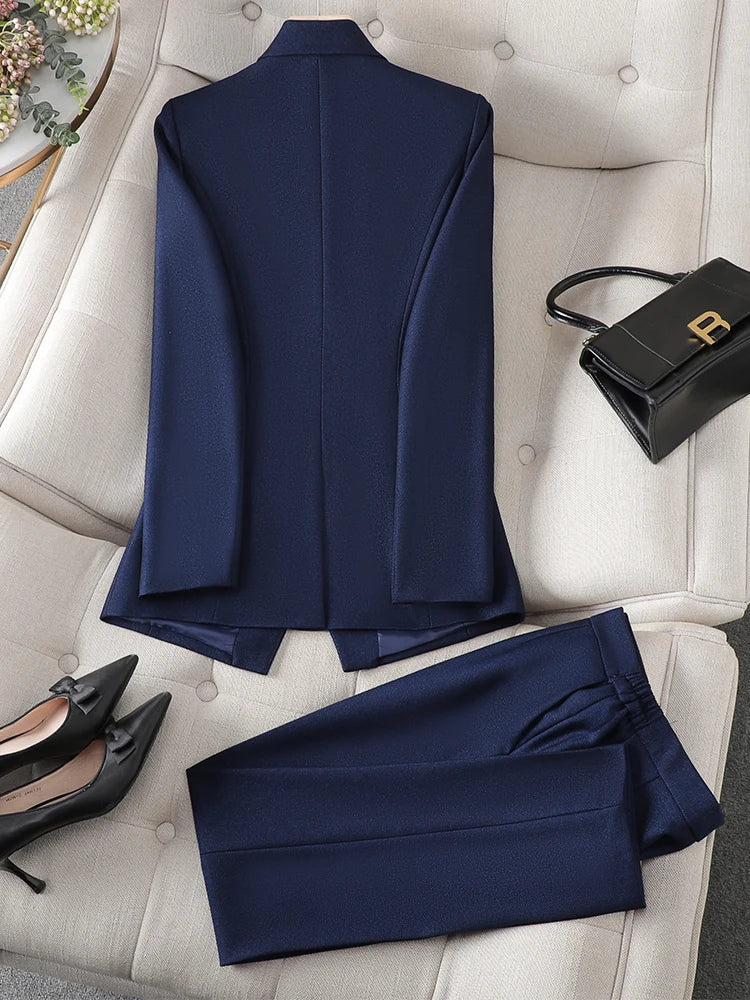 Women's Pant Suit Long Sleeve Solid Ladies Blazer