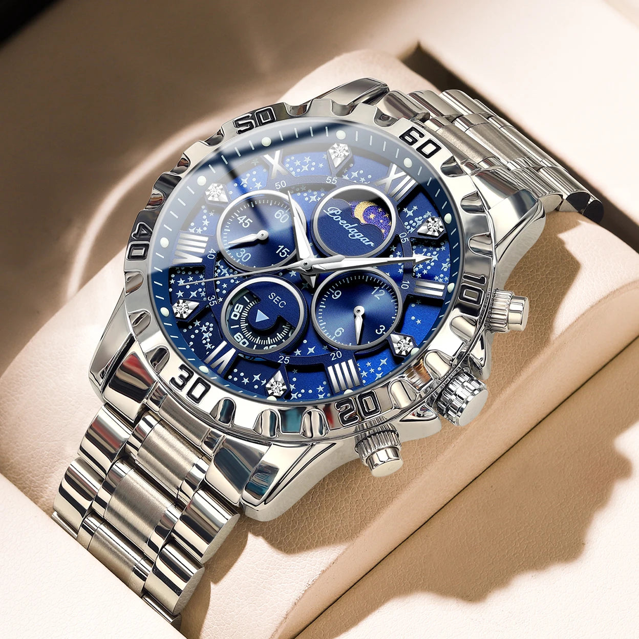 Luxury Man Wristwatch Sports Men Watch Stainless Men's Watches+Box
