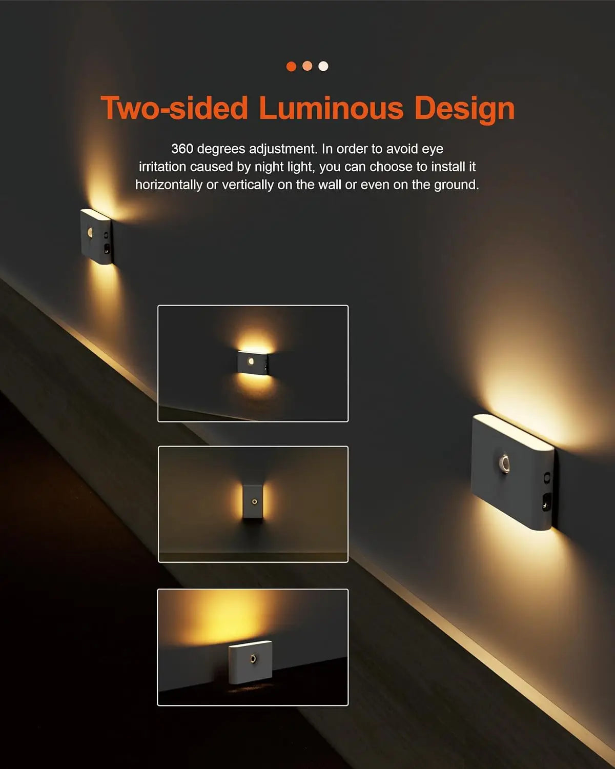 LED Night Light Smart Sensor Charging Side Lighting Movement Sensor