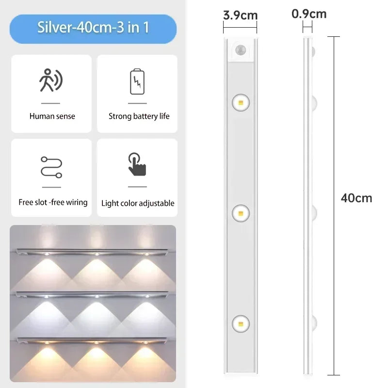 3 in 1 Under Cabinet Lights Wireless Lamp with Motion Sensor