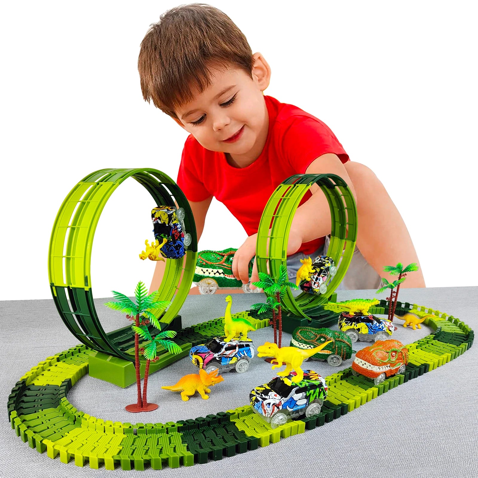 Magic Climbing electric dinosaur car Track Railway