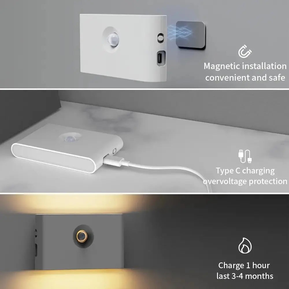 LED Night Light Smart Sensor Charging Side Lighting Movement Sensor