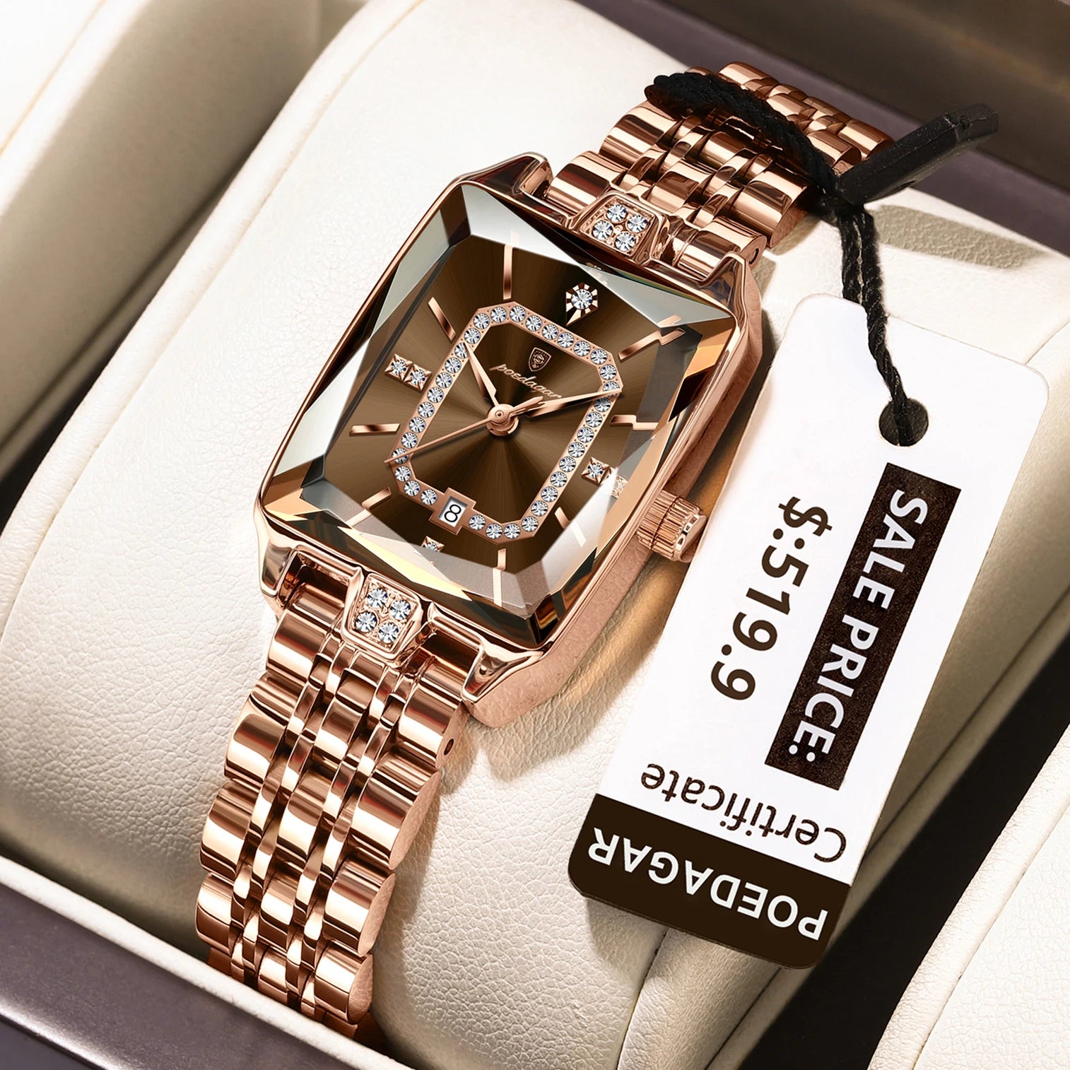 High Quality Ladies  Waterproof  Watch Stainless Steel Quartz Women's Watches Elegant+Box