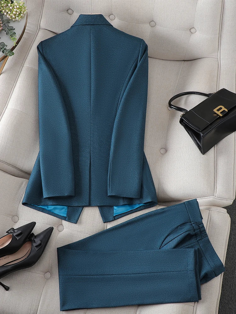 Women's Pant Suit Long Sleeve Solid Ladies Blazer