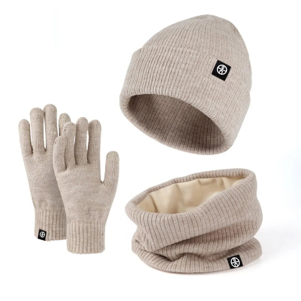 3pcs Winter Beanie Hat Gloves Snood Scarf
