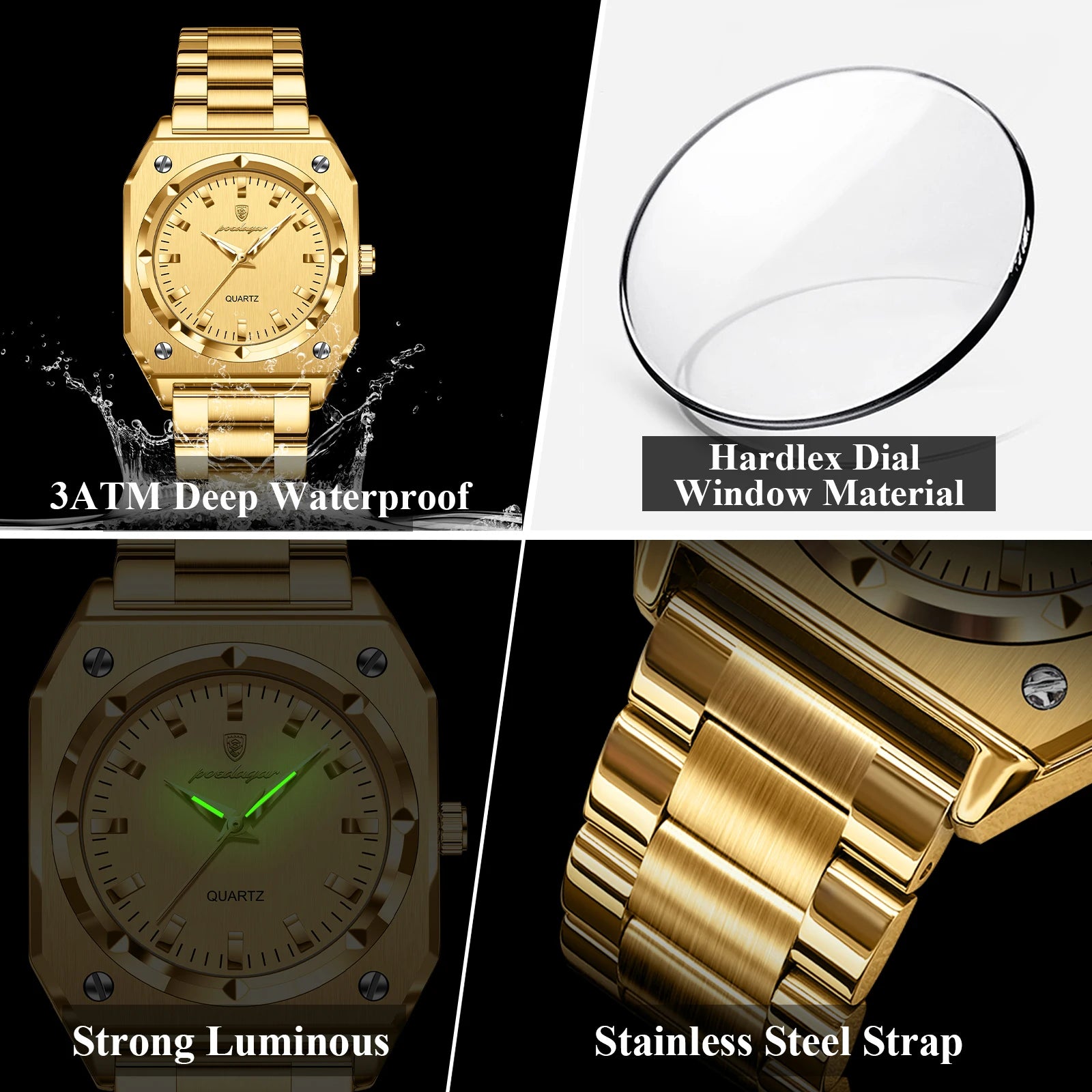 Luxury Elegant Square Woman Stainless Steel Quartz Women's Watches