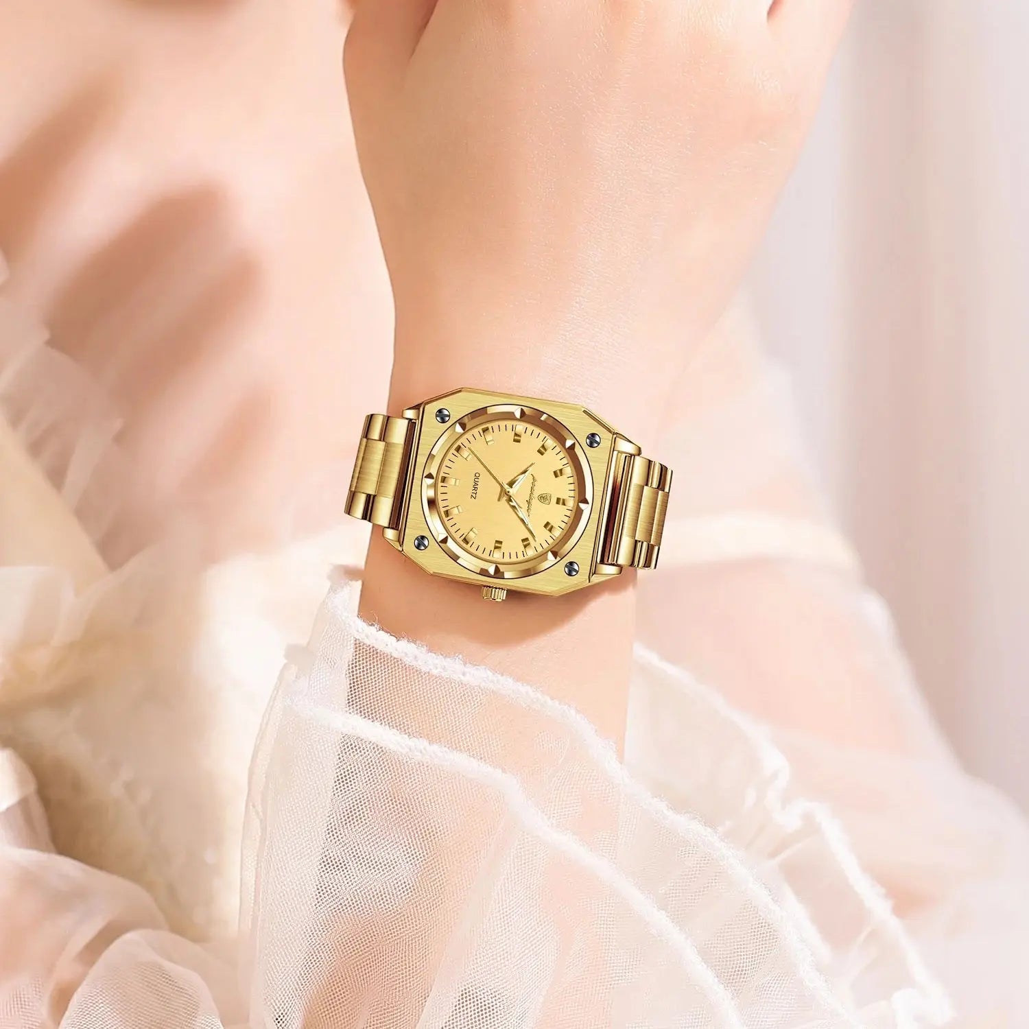 Luxury Elegant Square Woman Stainless Steel Quartz Women's Watches