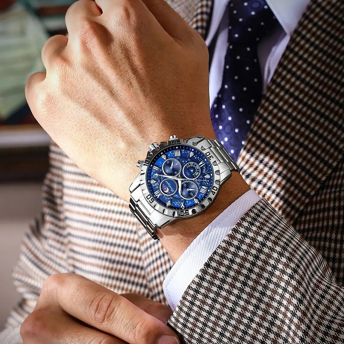 Luxury Man Wristwatch Sports Men Watch Stainless Men's Watches+Box