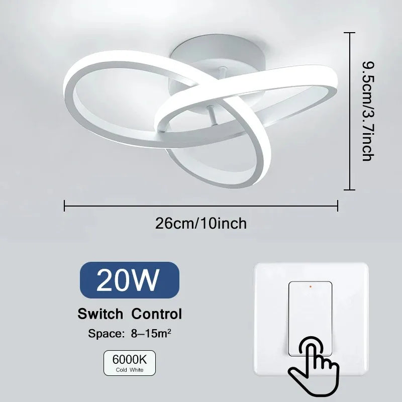 LED Ceiling Light, 6500K White Light Spiral