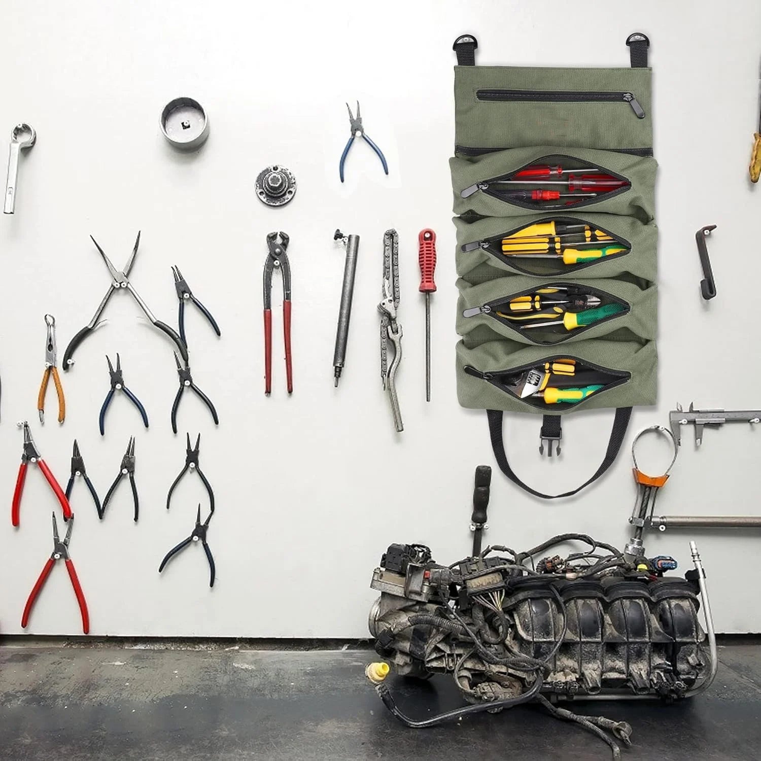 Tool Roll Bag - Easy to Carry 5-Pocket Roll Up Tool Bag